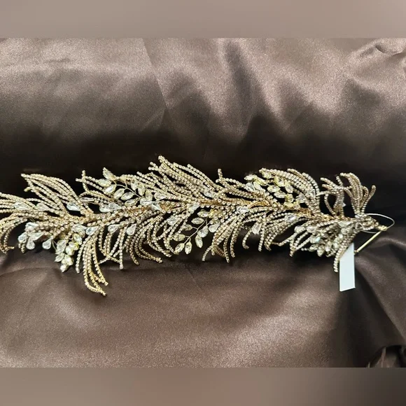 Accessories | New Large Gold Rhinestone Cluster Headpiece 